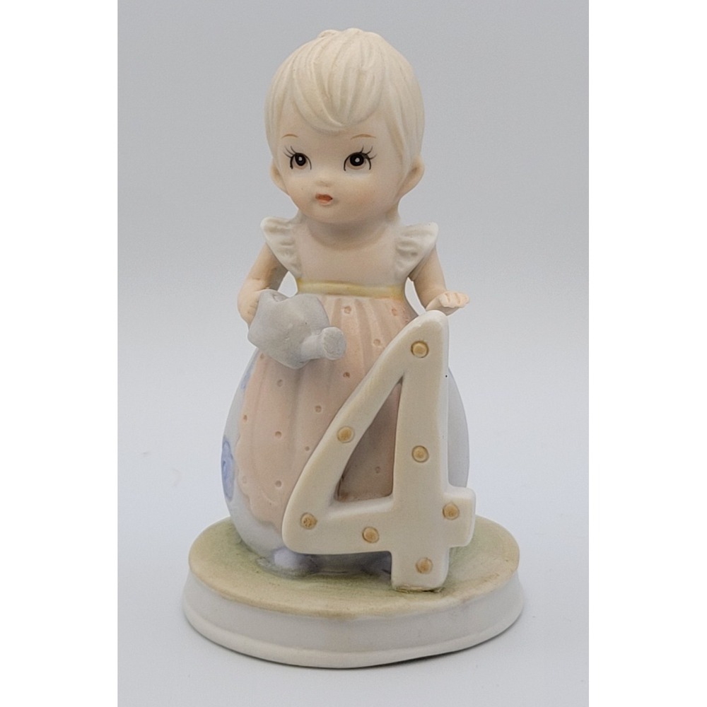 Lefton Christopher Collection Birthday Girl Blonde Age 4 Figurine 1982 HandPaint
